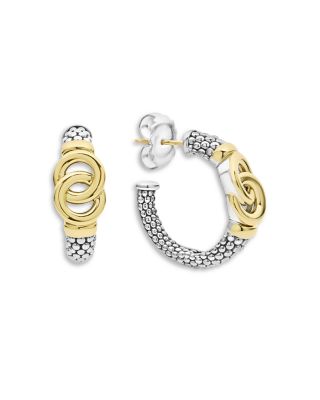14K & 18K Yellow Gold & Sterling Silver Signature Caviar Interlocking Small Hoop Earrings