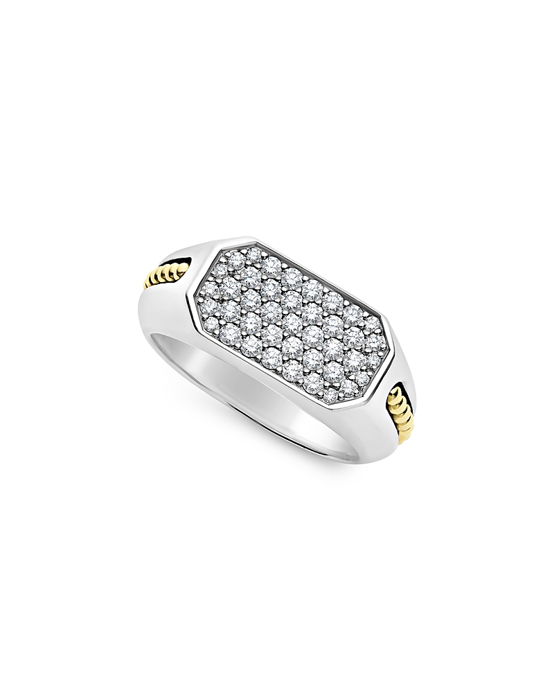 Lagos Men's 18k Yellow Gold & Sterling Silver Anthem Diamond Octagon Cluster Ring In Silver