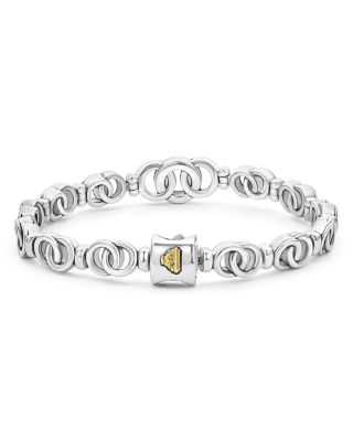 18K Yellow Gold & Sterling Silver Signature Caviar Interlocking Link Bracelet