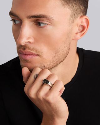 Men's 18K Yellow Gold & Sterling Silver Anthem Black Diamond Cluster Ring