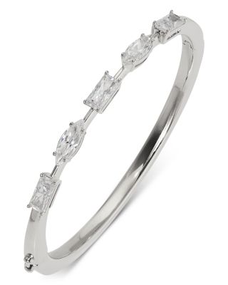 Rare Jewels Cubic Zirconia Bangle Bracelet in Rhodium Plated