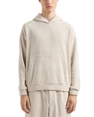 Emporio Armani - Ribbed Jersey Velvet Hooded Sweatshirt