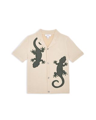 Reiss Boys' Reggie Reptile Button Down Camp Shirt - Little Kid