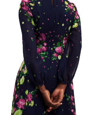 HOBBS LONDON Eva Floral Print Silk Midi Dress | Bloomingdale's