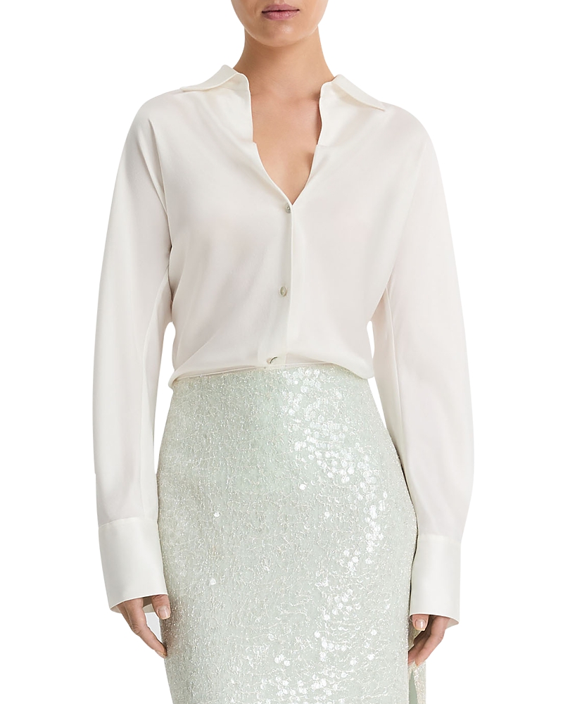 Shop Vince Silk Blouse In Off White
