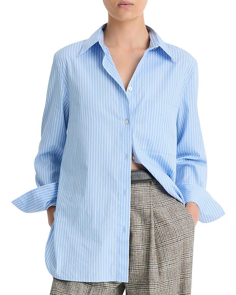 Shop Vince Relaxed Straight Shirt In Sky Blue