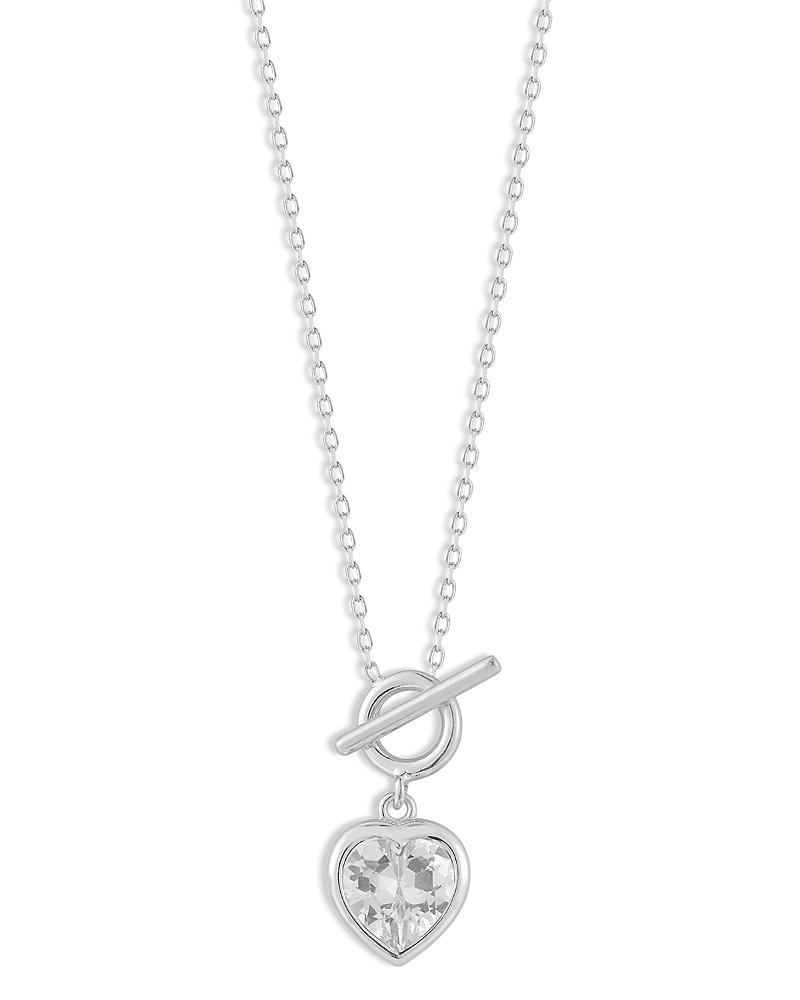 Shop Aqua Cubic Zirconia Heart Pendant Necklace, 16 - Exclusive In Silver