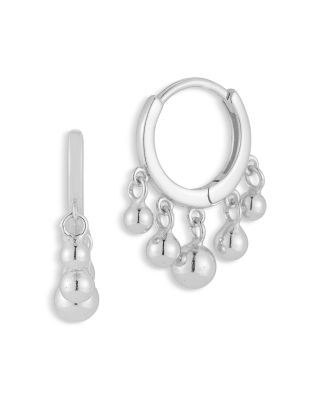 Aqua Graduated Ball Charm Hoop Earrings - Exclusive