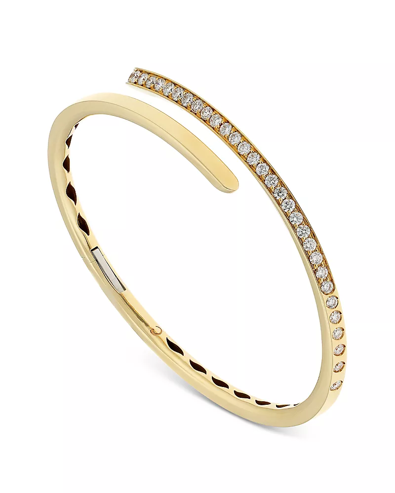 Crivelli 18K Yellow Gold Like Diamond Pave Bypass Slim Bangle Bracelet - Exclusive, Italy Campaign