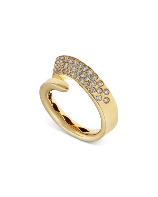 18K Yellow Gold Like Diamond Pav&eacute; Bypass Ring - Exclusive, Italy Campaign