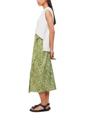 Linear Leaf Wrap Midi Skirt