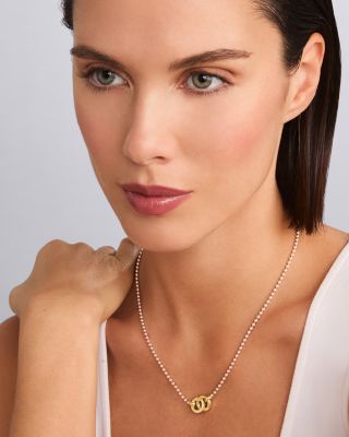 18K Yellow Gold & Sterling Silver Signature Caviar Diamond Interlocking Pendant Necklace, 16-18"