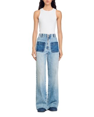 Oslone High Waisted Wide Leg Jeans in Light Blue Jean