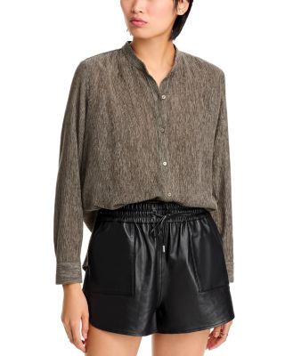 Eileen Fisher - Mandarin Collar Crinkled Shirt