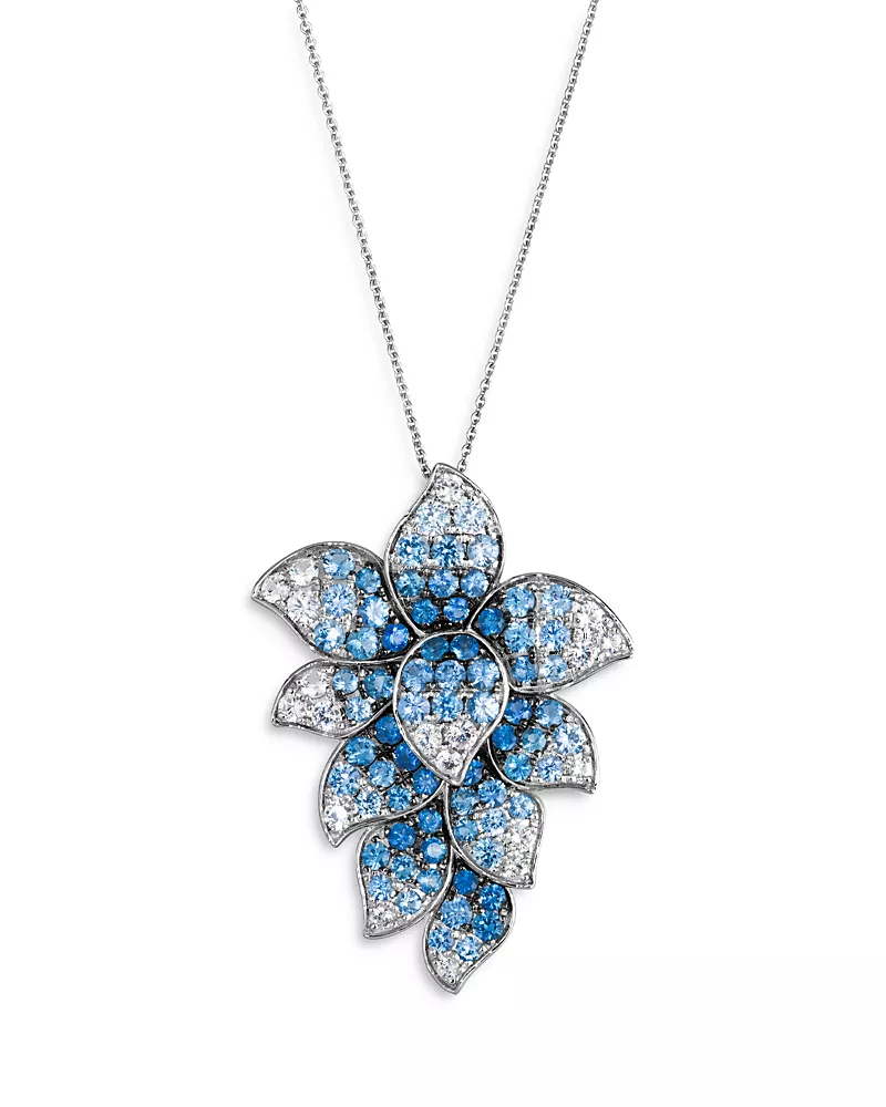 Bloomingdale's Fine Collection Sapphire Ombre & White Sapphire Pendant Necklace in 14K White Gold, 20