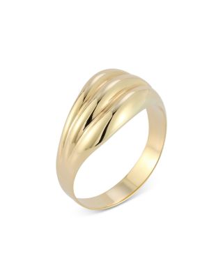 Polished Triple Wave Statement Ring in 14K Yellow Gold