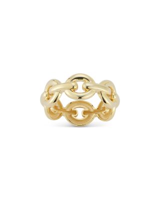 Bold Polished Gold Link Ring in 14K Yellow Gold