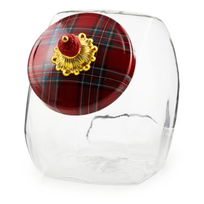Mackenzie-Childs Cookie Jar with Black Tartan Lid
