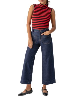 The Marine High Rise Cropped Wide Leg Jeans in Magnetic