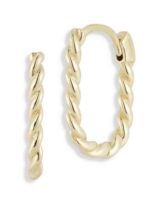 Moon & Meadow 14K Yellow Gold Oval Twist Huggie Hoop Earrings