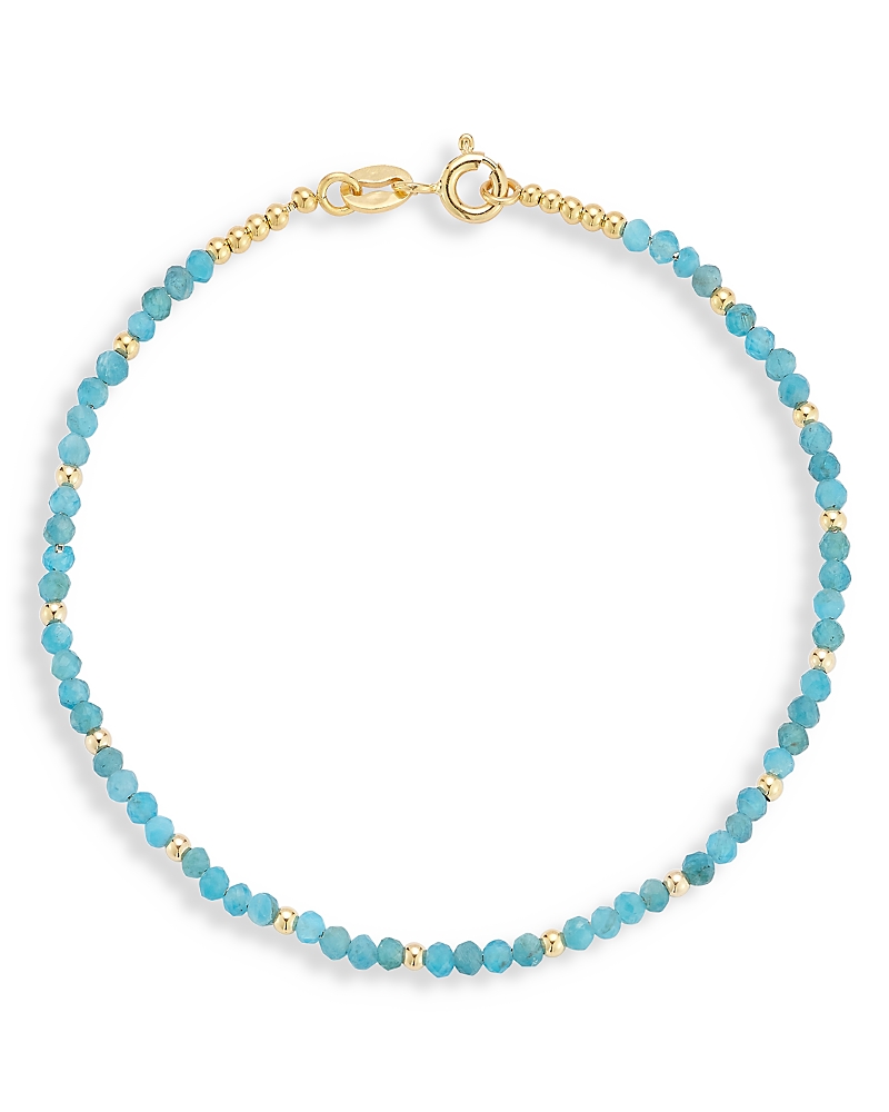 Moon & Meadow 14k Yellow Gold Chalcedony Bead Bracelet In Blue/gold