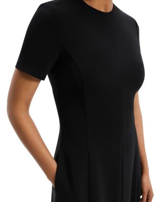 Theory Admiral Crepe Short Sleeve Flare Midi Dress