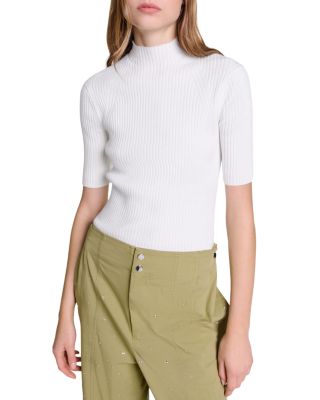 Maje - Maude Rib Knit Short Sleeve Sweater