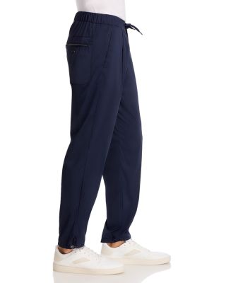 Nylon Stretch Slim Fit Pleated Pants