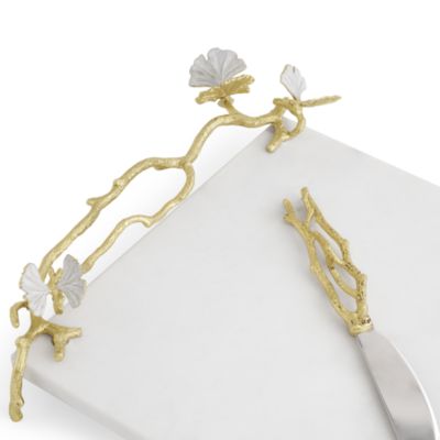 Butterfly Ginkgo Gold Cheeseboard w/ Spreader