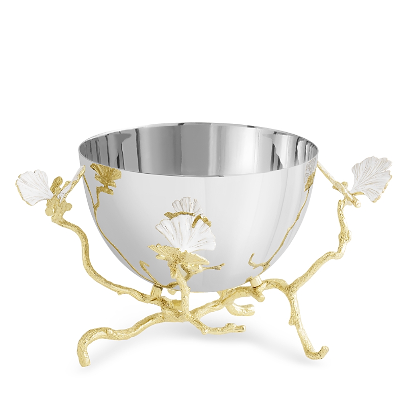 Michael Aram Butterfly Ginkgo White And Gold Small Bowl In Silver