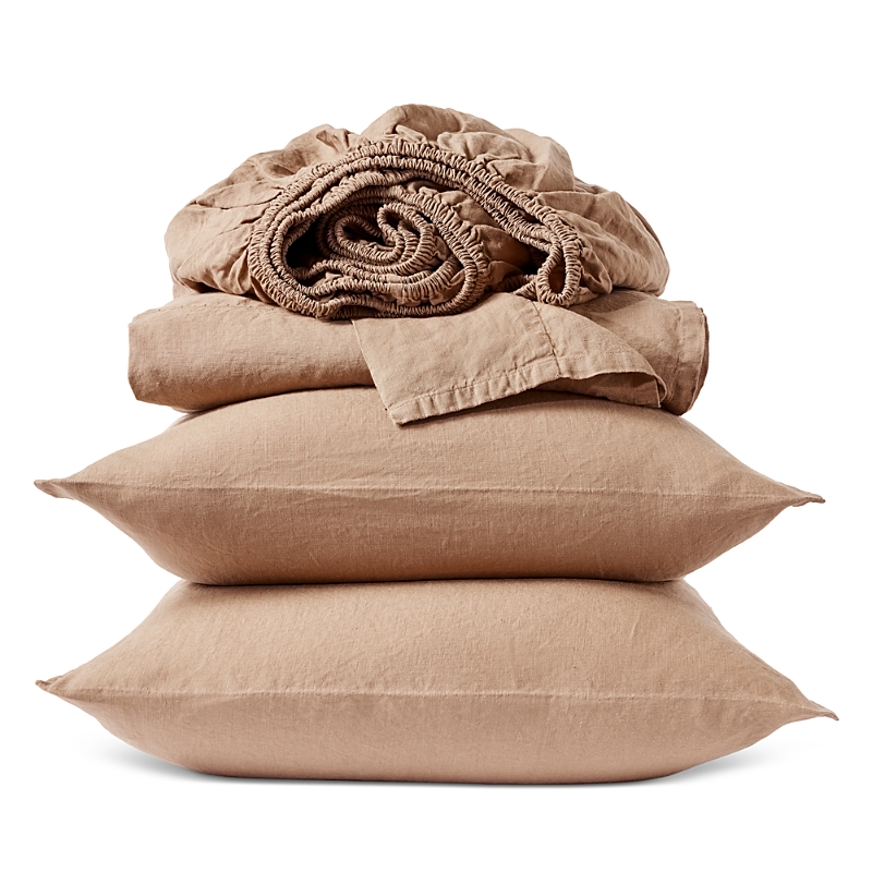 Coyuchi Relaxed 4 Piece Linen Sheet Set, California King In Doe