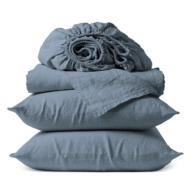 Coyuchi Relaxed 4 Piece Linen Sheet Set, California King In Harbor