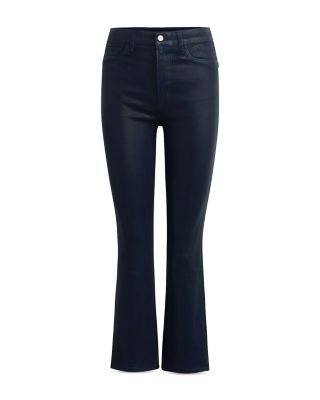 The Callie Coated High Rise Cropped Bootcut Jeans in Navy