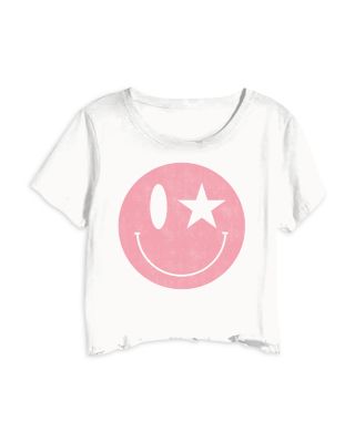 Prince Peter - Girls' Distressed Smile Crop Short-Sleeved Tee - Big Kid
