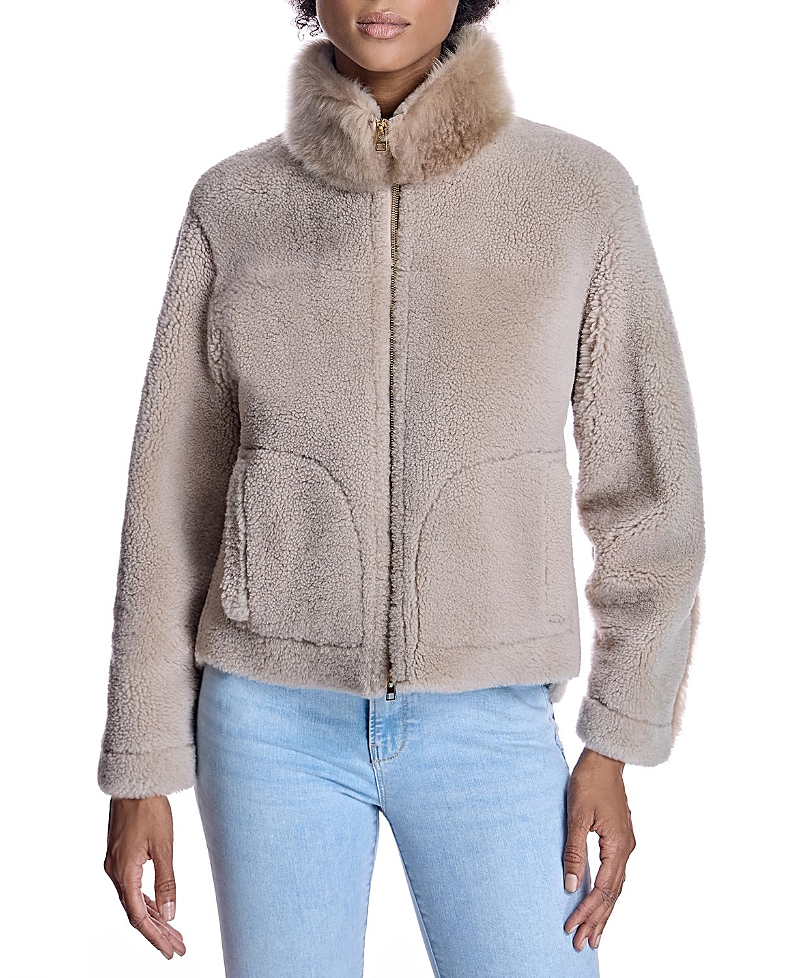 Maximilian Women's Boxy Shearling Jacket In Caffe Latte