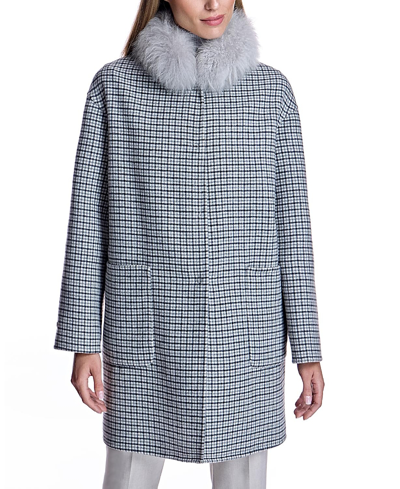 Maximilian Women's Reversible Shearling-collar Coat In Marble