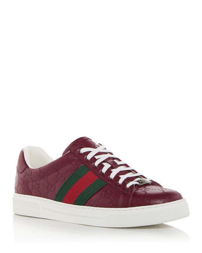 Gucci Men s Ace GG Embossed Low Top Leather Sneakers Bloomingdale s