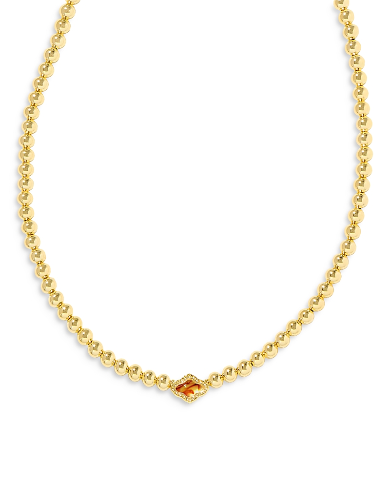 Kendra Scott Abbie Mother Of Pearl Beaded Choker Necklace, 13.5 - 17.5 In Gold/marbled Amber Illusion