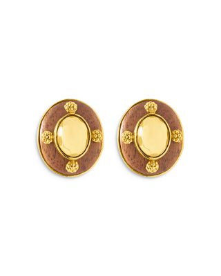 Capucine De Wulf Gaia Teak Clip On Button Earrings