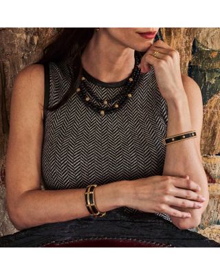 Berry Two Tone Beaded Edge Hinged Bangle Bracelet