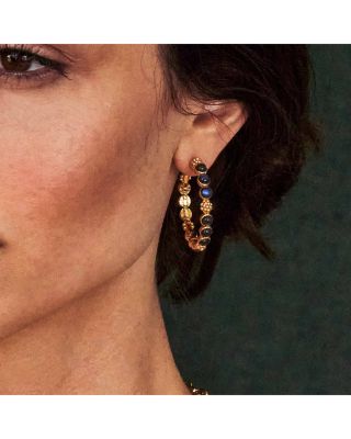 Berry Blue Labradorite Medium Hoop Earrings