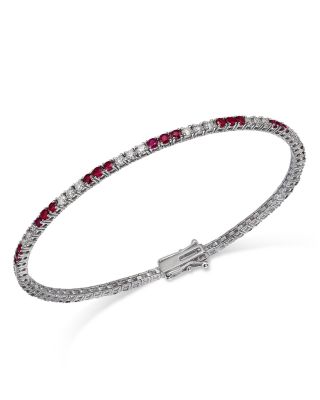 Bloomingdale's Fine Collection Ruby & Diamond Tennis Bracelet in 14K White Gold