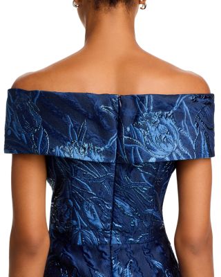 Off-the-Shoulder Metallic Jacquard Gown