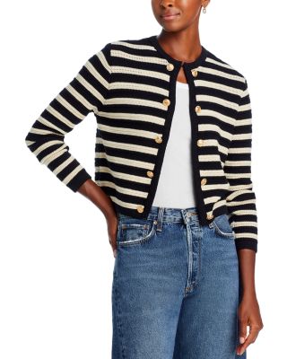 AQUA - Striped Cardigan Sweater - Exclusive