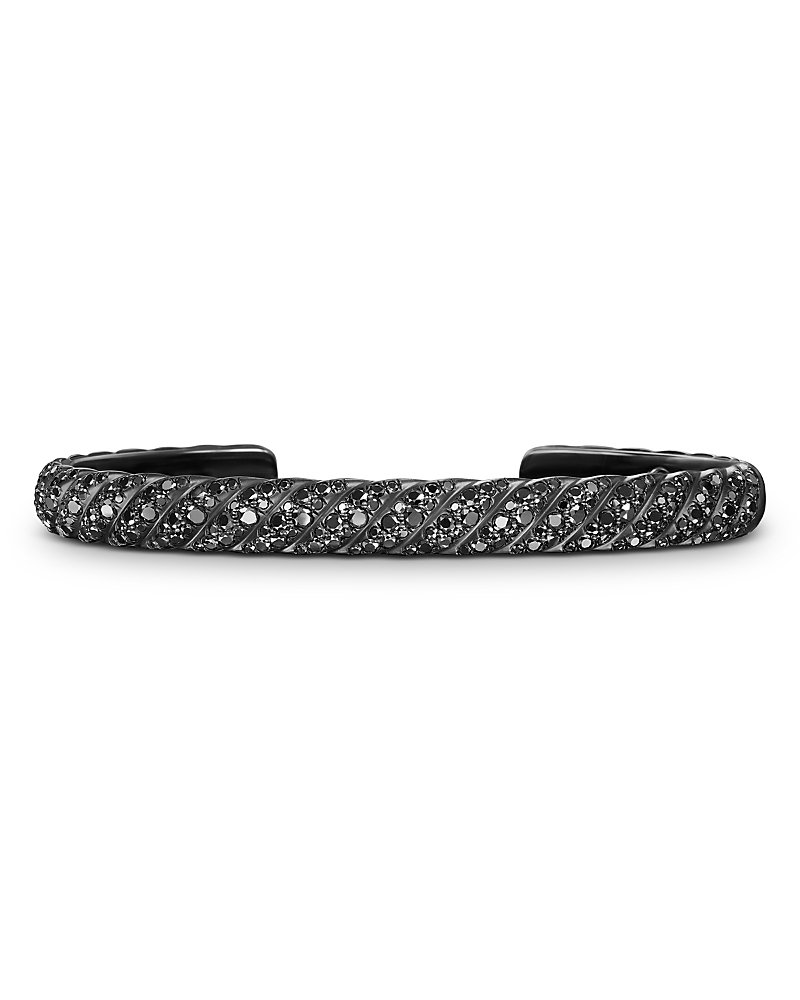 David Yurman Sculpted Cable Cuff Bracelet in Black Titanium with Black Diamonds, 7mm