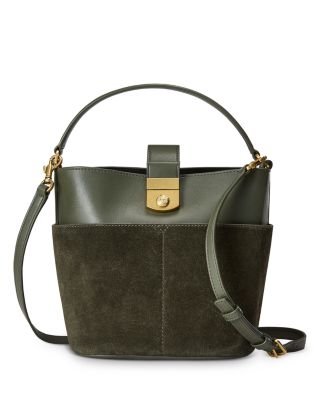 Veronica Beard - Small Crest Lock Leather Bucket Bag