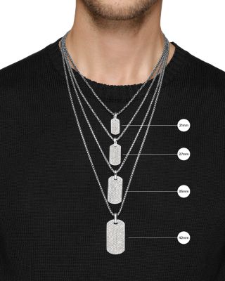 Men's Sculpted Cable Tag in Black Titanium with Black Diamonds, 27mm