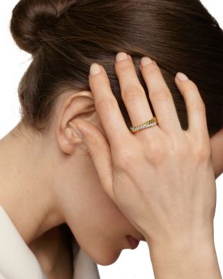 Crossover Two Row Ring in 18K Yellow Gold with Diamonds, 5mm