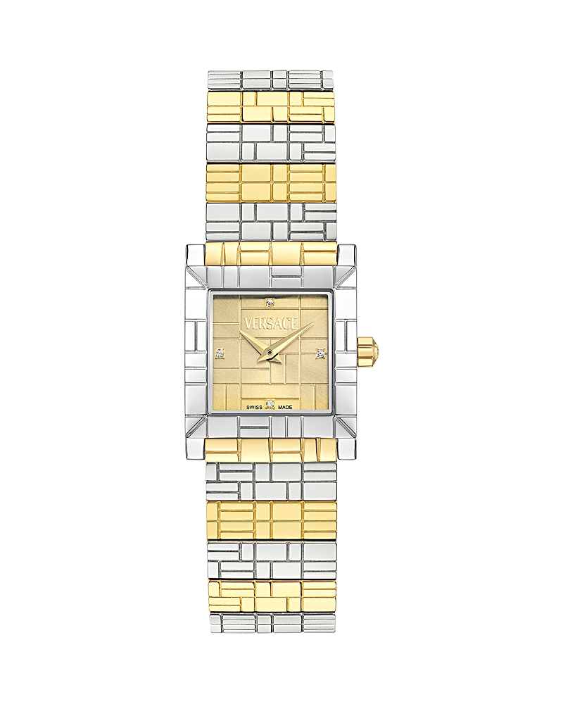 Versace Mosaic Watch, 22mm X 32mm In Gold/two-tone