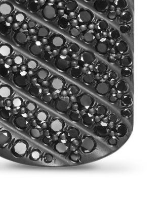 Men's Sculpted Cable Tag in Black Titanium with Black Diamonds, 35mm
